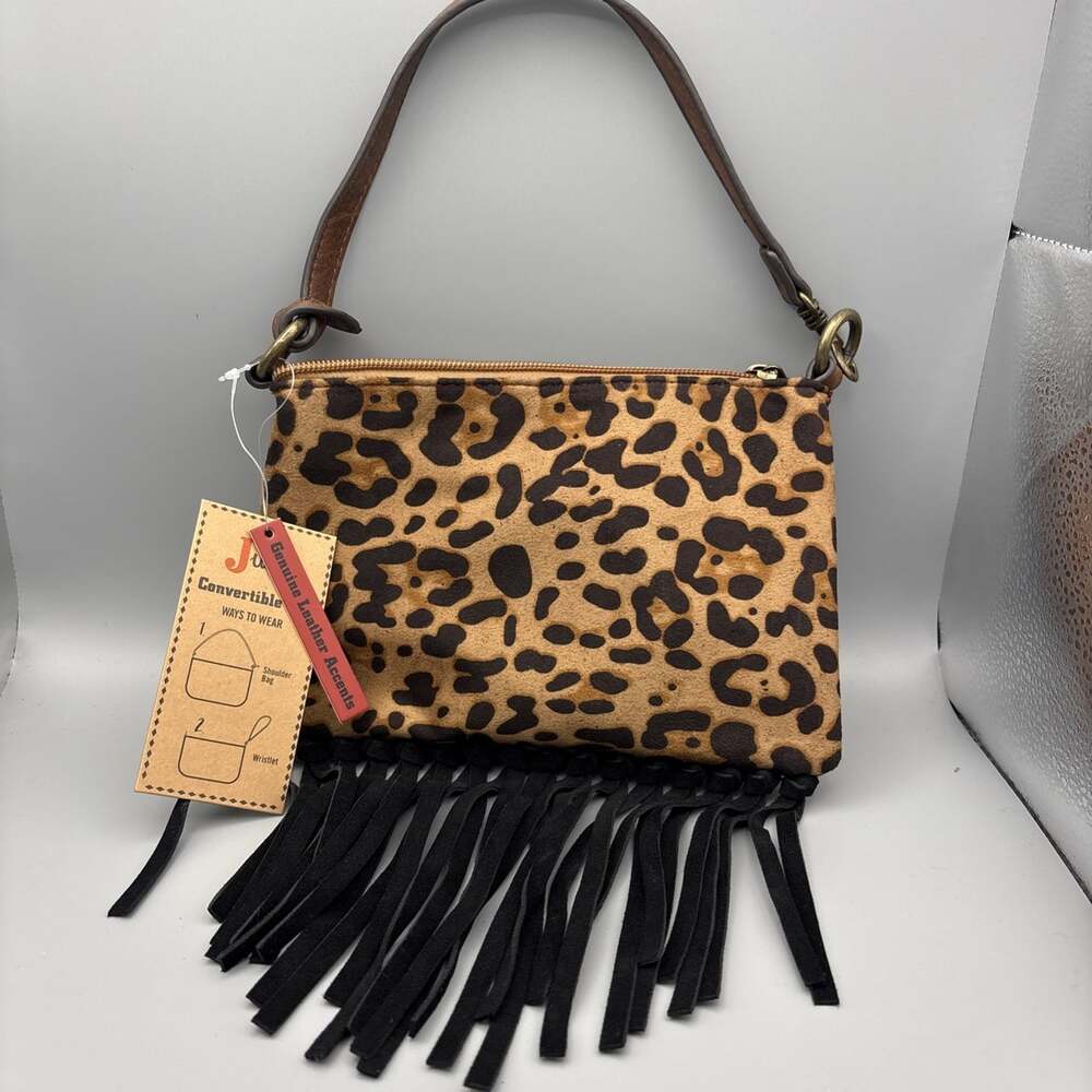 NWT Justin Convertible Bag Cheetah/Red W/Black Tooled Yoke MSRP $64.95